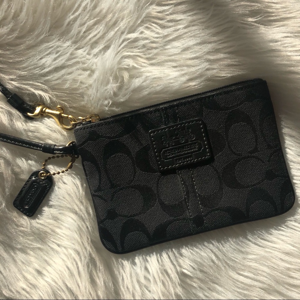 Coach Wristlet Leather Logo Canvas LN!